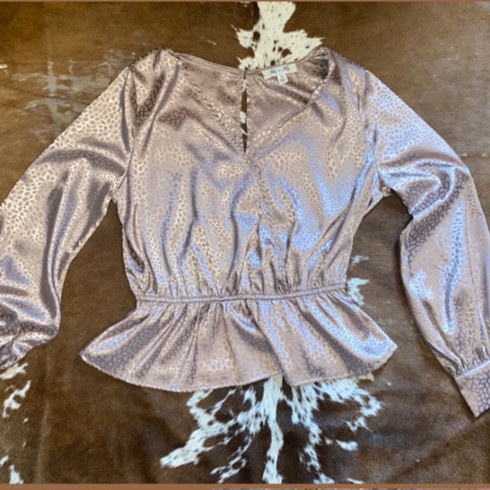 Light purple cheetah ruffle shirt